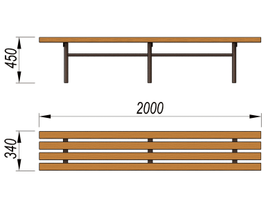 Двухметровая лавочка без спинки 2 м МАФ 1602 в Смоленске