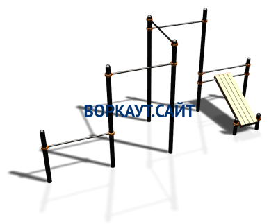 Воркаут комплекс разноуровневых турников со скамьей для пресса ВС-37 в Смоленске