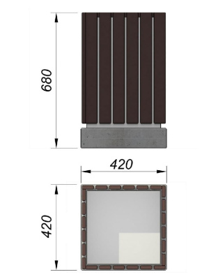 Урна деревянная квадратная с бетонным основанием МАФ 1633 в Смоленске