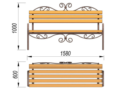 Лавочка кованная МАФ 1606 в Смоленске