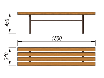 Лавочка без спинки МАФ 1601 в Смоленске