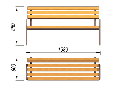 Парковая лавочка со спинкой МАФ 1605 в Смоленске